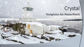  Presentation with coast - Slide deck having lighhouse at baltic sea coast background and a sky blue colored foreground