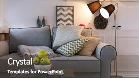  Presentation with living room - Slide set enhanced with light - beautiful modern living room background and a dark gray colored foreground