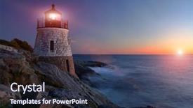  Presentation with hill - Slide deck featuring light - castle hill lighthouse at sunset background and a tawny brown colored foreground