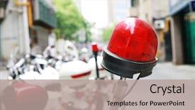  Presentation with police - Presentation theme featuring police light - chinese policeman's motorcycles with red background and a coral colored foreground