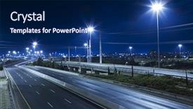  Presentation with freeway - Amazing presentation theme having light - empty freeway at night backdrop and a navy blue colored foreground