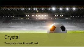  Presentation with soccer - Presentation theme consisting of light - soccer game concept mixed media background and a gold colored foreground