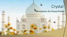  Presentation with taj mahal - Audience pleasing PPT theme consisting of attractive woman in hat plays saxophone on brick wall background backdrop and a dark gray colored foreground