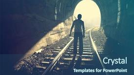  Presentation with end of tunnel - Slide deck having light at end of tunnel background and a ocean colored foreground