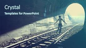  Presentation with end - Beautiful slide set featuring light at end of tunnel backdrop and a ocean colored foreground