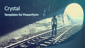  Presentation with end - Presentation theme featuring light at end of tunnel background and a ocean colored foreground