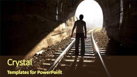  Presentation with end - Beautiful PPT theme featuring light at end of tunnel backdrop and a tawny brown colored foreground