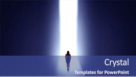  Presentation with business woman standing on maze - Slides having light at the end background and a ocean colored foreground