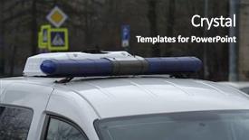  Presentation with police police - Colorful slide deck enhanced with light bar on a police backdrop and a dark gray colored foreground