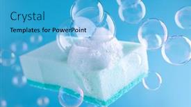  Presentation with light bubbles - Slide set with light-blue-cleaning-sponge background and a teal colored foreground