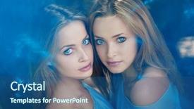  Presentation with light blue - Slides with light blue free - two twins in the forest background and a ocean colored foreground