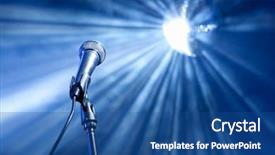  Presentation with stage - PPT theme having light blue proffessional - microphone on stage background and a ocean colored foreground