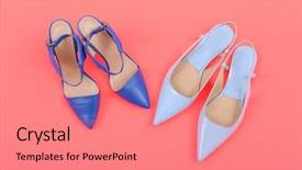  Presentation with light shade blue - Presentation theme having light blue shoes on orange background and a coral colored foreground