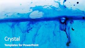  Presentation with watercolor design - Slides enhanced with light blue waves design - watercolor water paint macro shot background and a light gray colored foreground