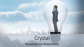  Presentation with bumpy road - Slide deck having light bulb against bumpy road background and a  colored foreground