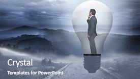  Presentation with light bulb - Audience pleasing presentation consisting of light bulb against stony path backdrop and a seafoam green colored foreground