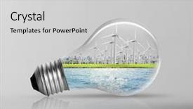  Presentation with green city - Theme having light bulb and green energy background and a light gray colored foreground