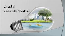  Presentation with green energy - Amazing theme having light bulb and green energy backdrop and a light gray colored foreground