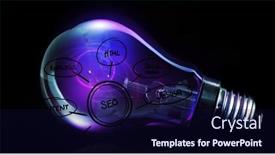 Presentation with search engine - PPT theme having light-bulb-and-seo-graph background and a navy blue colored foreground