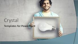  Presentation with creativity - PPT theme with light-bulb-as-symbol background and a light gray colored foreground
