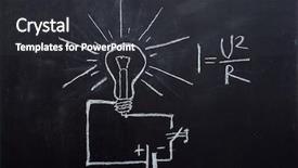  Presentation with light bulb graduation cap - Colorful PPT layouts enhanced with light bulb drawn on blackboard backdrop and a dark gray colored foreground