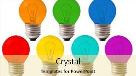  Presentation with glowing light bulb light bulb - PPT theme having light bulb glowing - many lamps of color background and a yellow colored foreground