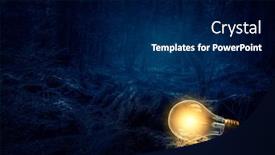  Presentation with glowing light bulb light bulb - Slide set with light-bulb-glowing-in-darkness background and a navy blue colored foreground