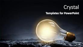  Presentation with glowing light bulb light bulb - Slide deck with light-bulb-glowing-in-darkness background and a black colored foreground