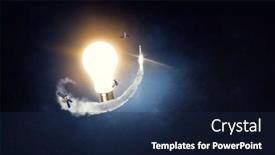  Presentation with glowing light bulb light bulb - Presentation design featuring light-bulb-glowing-in-darkness and a navy blue colored foreground