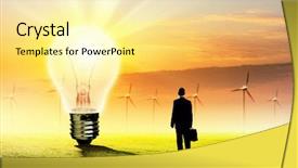  Presentation with light bulb - Amazing slide deck having light bulb green energy backdrop and a blonde colored foreground