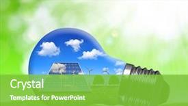  Presentation with wind turbines - Beautiful slide deck featuring light bulb green energy backdrop and a seafoam green colored foreground