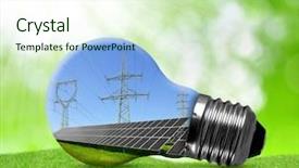  Presentation with solar light - PPT theme having light bulb green energy background and a soft green colored foreground
