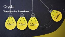  Presentation with light bulb - Audience pleasing theme consisting of light-bulb-in-pendulum-position backdrop and a dark gray colored foreground