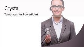  Presentation with call center performance reporting - Cool new PPT theme with light bulb isolated on white backdrop and a  colored foreground