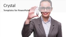  Presentation with call center software - Beautiful slide set featuring light bulb isolated on white backdrop and a  colored foreground