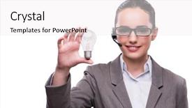  Presentation with call center reporting - PPT theme with light bulb isolated on white background and a  colored foreground