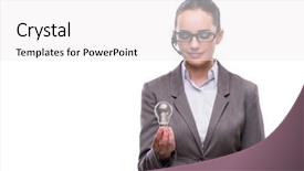  Presentation with call center management - Slide deck consisting of light bulb isolated on white background and a  colored foreground