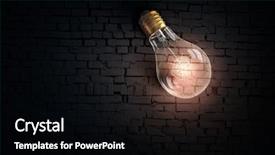  Presentation with light hanging - Slide set with light bulb on brick surface background and a black colored foreground