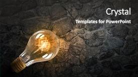  Presentation with light bulb idea invention presenter - Cool new theme with light bulb on brick surface backdrop and a dark gray colored foreground