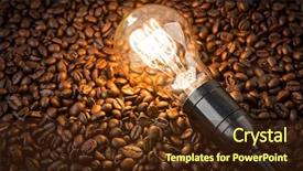  Presentation with light bulb - Beautiful PPT theme featuring banana puddink photo delish and simple dessert backdrop and a tawny brown colored foreground.