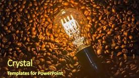  Presentation with sack of coffee beans - Presentation enhanced with light bulb on coffee beans background and a  colored foreground