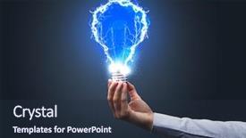  Presentation with shiny - Slide set with elektricity bulbs - hand holding shiny light bulb background and a tawny brown colored foreground