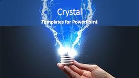  Presentation with light bulb idea invention presenter - PPT theme featuring purpose withpower - hand holding shiny light bulb background and a ocean colored foreground