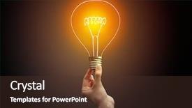  Presentation with light in dark - Beautiful theme featuring intentions - hand holding light bulb backdrop and a tawny brown colored foreground