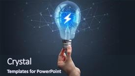  Presentation with light bulb - Presentation theme featuring electrical network - hand holding light bulb background and a wine colored foreground