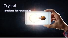  Presentation with light bulb - Beautiful theme featuring light-bulb-on-phone-screen backdrop and a wine colored foreground