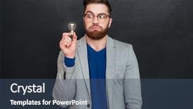  Presentation with light blue dna black - Slides featuring light bulb over black backgorund background and a  colored foreground