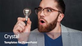  Presentation with light blue dna black - Theme consisting of light bulb over black backgorund background and a ocean colored foreground