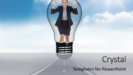  Presentation with road light - Slide set with light bulb over road background and a light gray colored foreground