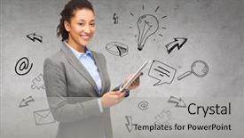  Presentation with african american business - Cool new presentation theme with light bulb puzzle - business internet and technology concept backdrop and a light gray colored foreground